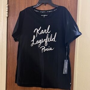 Karl Lagerfeld Black Tee with White Script